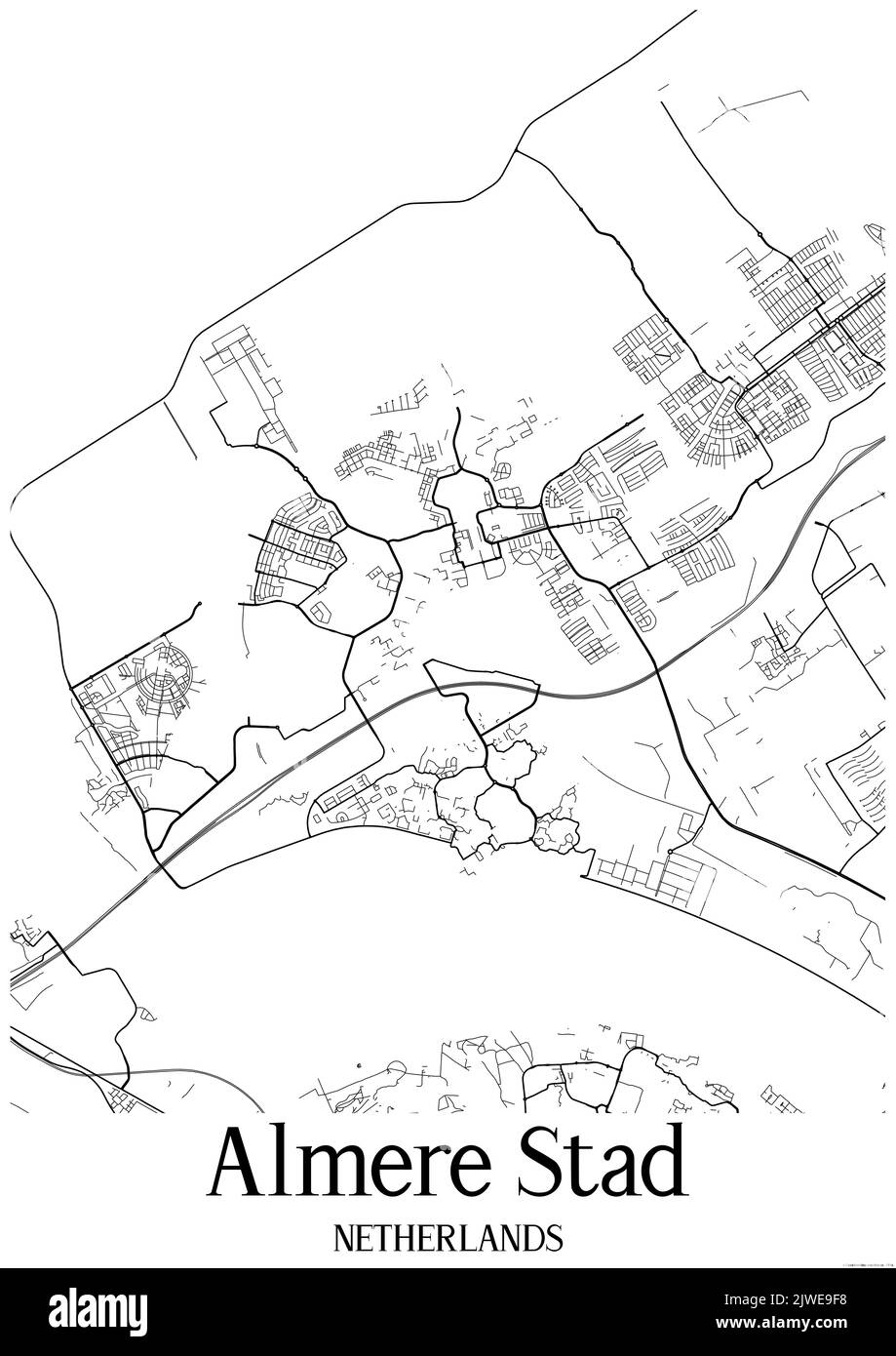 Black and white urban map of almere stad Stock Photo Alamy
