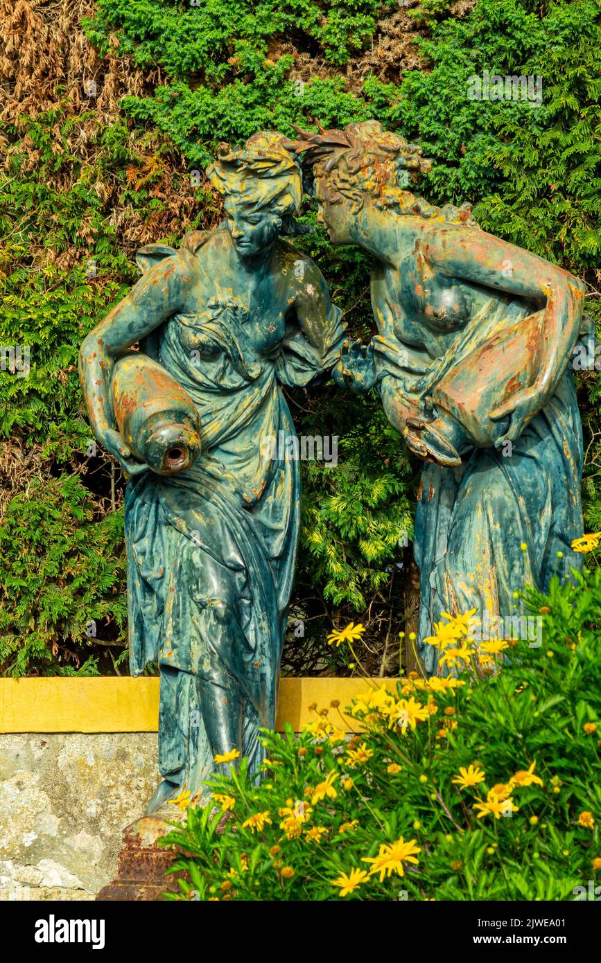 Statue in the Jardim do Palacio de Cristal a public garden designed in the 19th century by Emile David in the centre of Porto in northern Portugal. Stock Photo