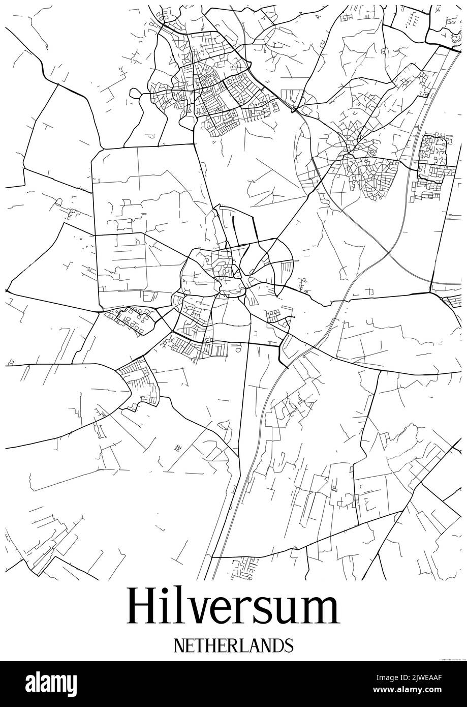Black and white urban map of hilversum Stock Photo Alamy