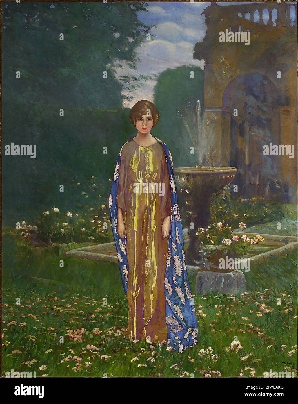 Springtime Lady Lady in the garden at a fountain – Springtime. Kamir-Kaufmann, Leon ...