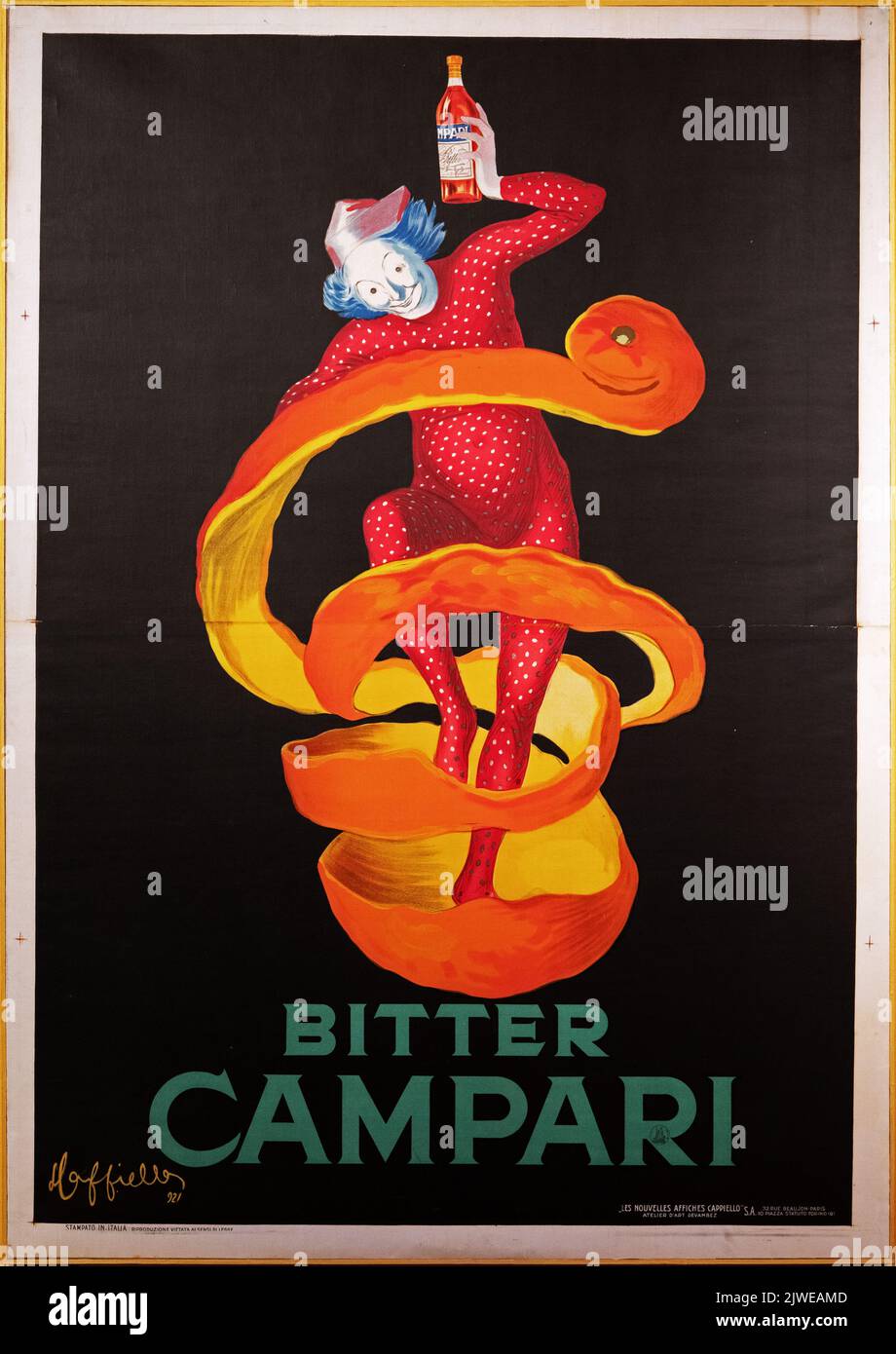 Old nice advertising poster of Bitter Campari. Image taken at the Galleria Campari close to Milan. Stock Photo