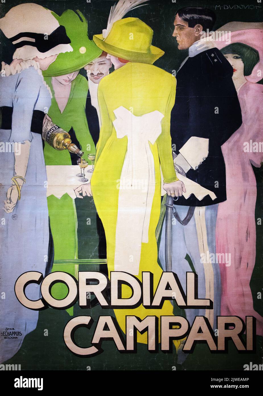 Beautiful vintage poster of Cordial Campari. Image taken at the Galleria Campari close to Milan. Stock Photo