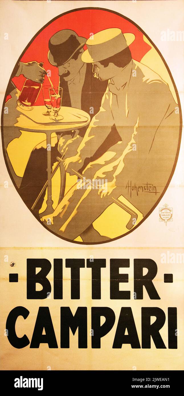 Old poster advertising Bitter Campari. Image taken at the Galleria Campari close to Milan. Stock Photo