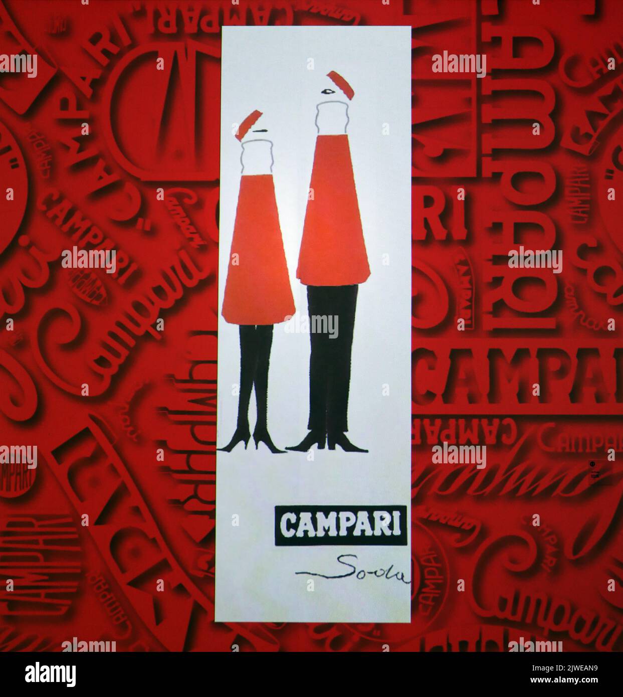 Creative old advertising for Cordial Campari. Image taken at the Galleria Campari close to Milan. Stock Photo