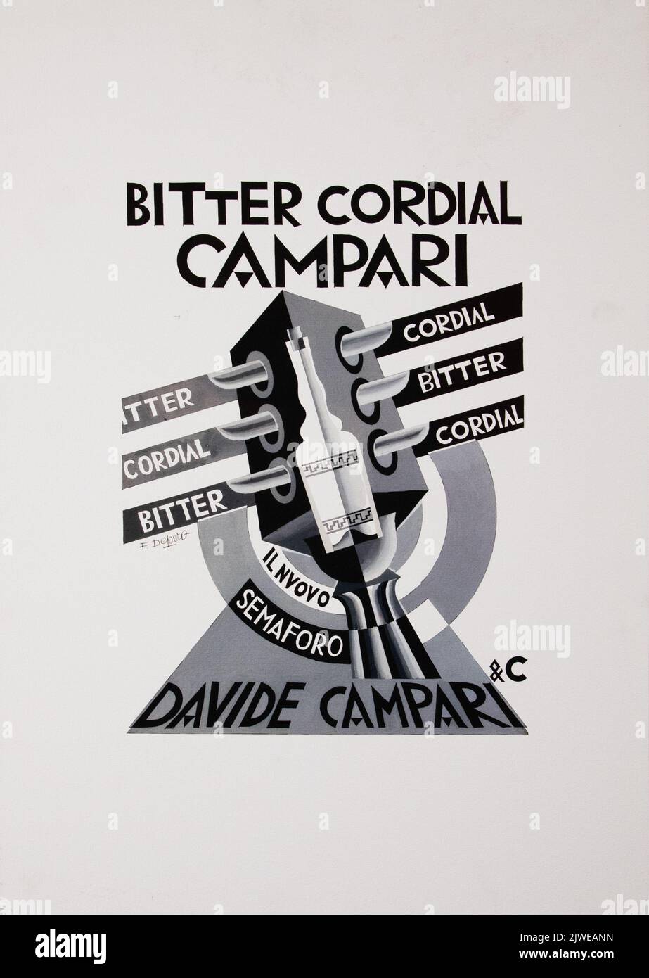 Vintage poster of Cordial Campari. Image taken at the Galleria Campari close to Milan. Stock Photo