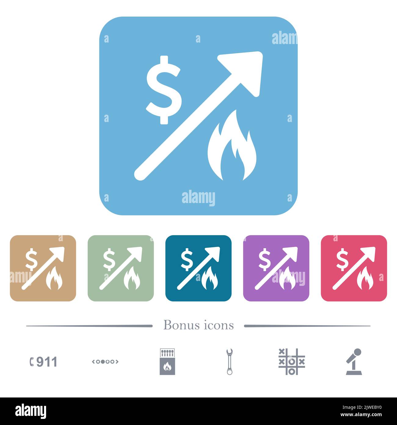 Rising gas energy american dollar prices white flat icons on color ...