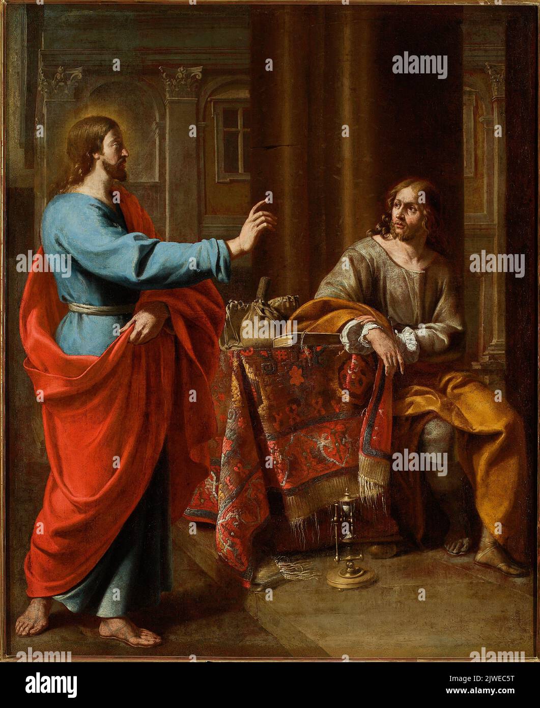 Calling of St. Matthew (Matthew 9:9, Mark 2:14, Luke 5:27-28). Loon, Theodor van (1581/1582-1649), painter Stock Photo