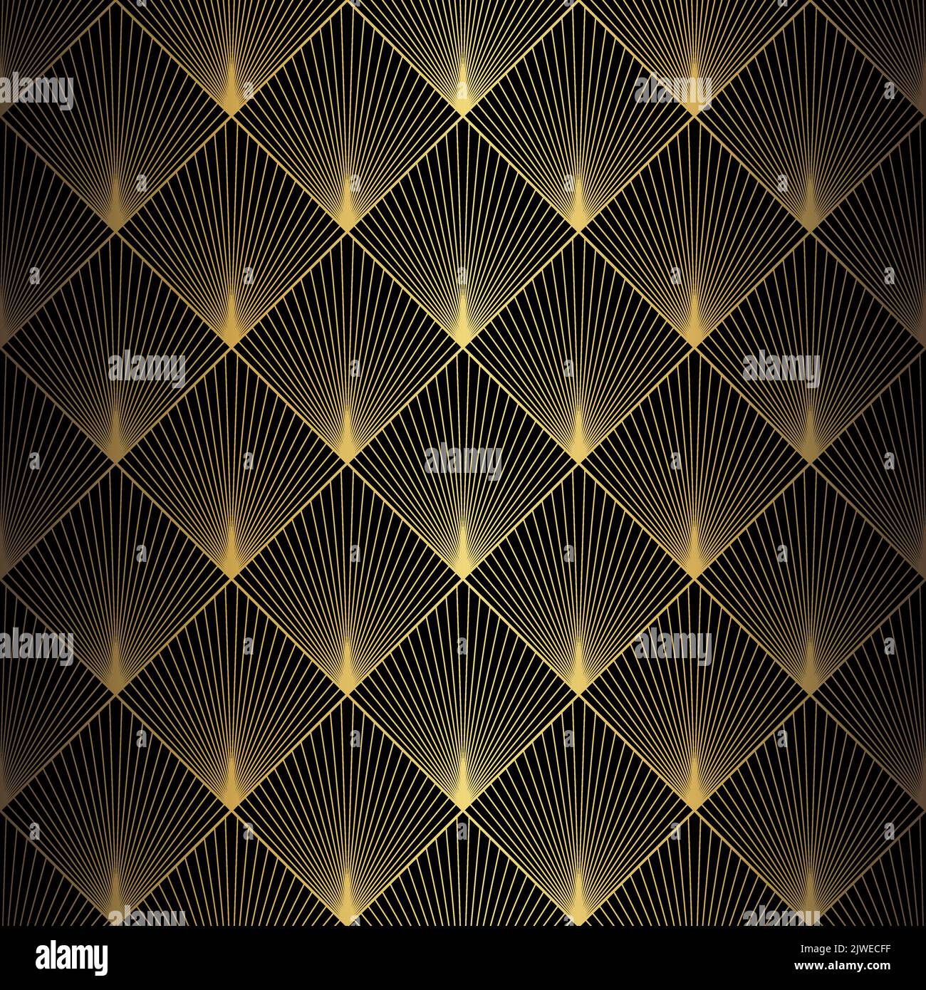 Art Deco Pattern. Vector background in 1920s style. Gold black texture ...
