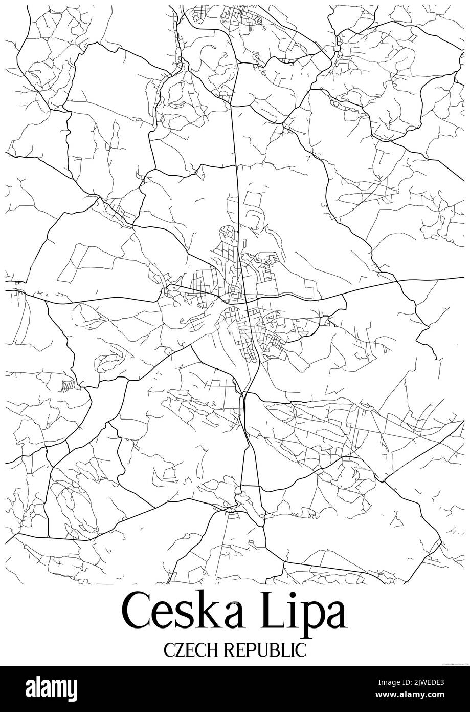 Black and white urban map of ceska lipa Stock Photo - Alamy