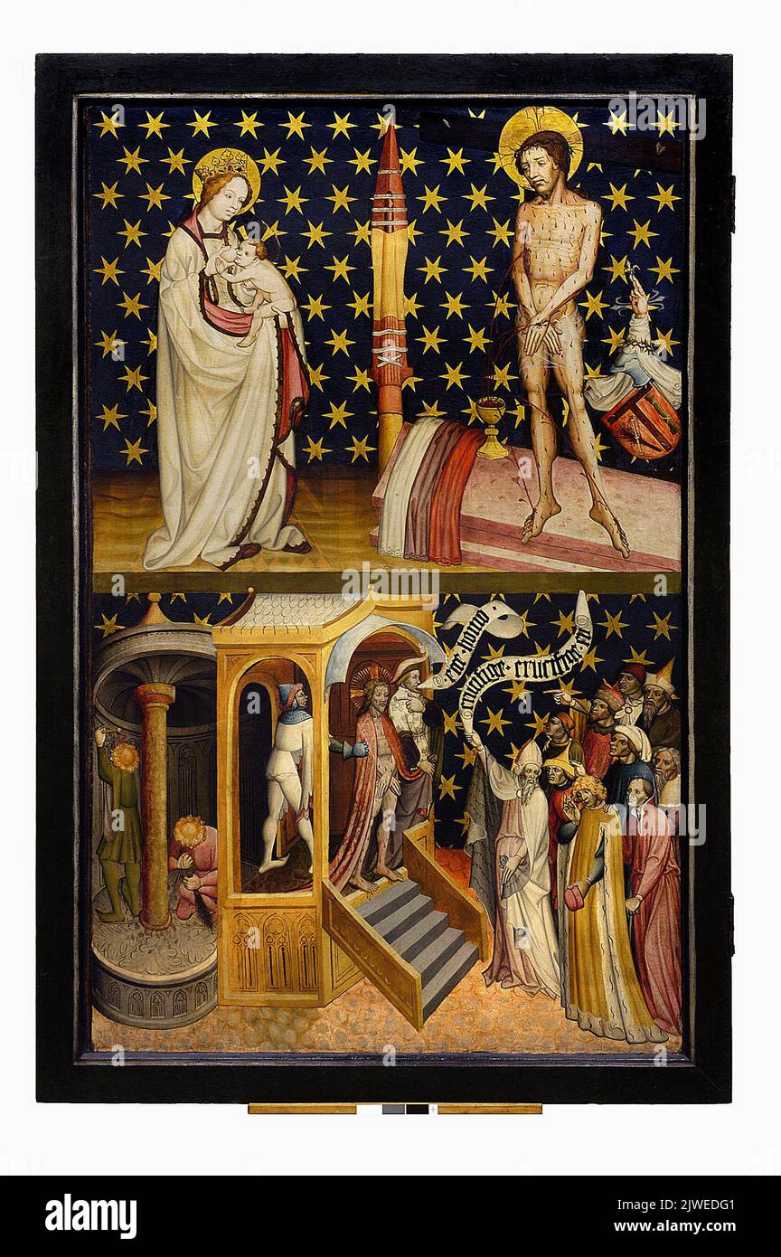 Diptych from the Winterfeld family foundation right wing: St Mary Magdalene held aloft by angels. unknown, painter Stock Photo