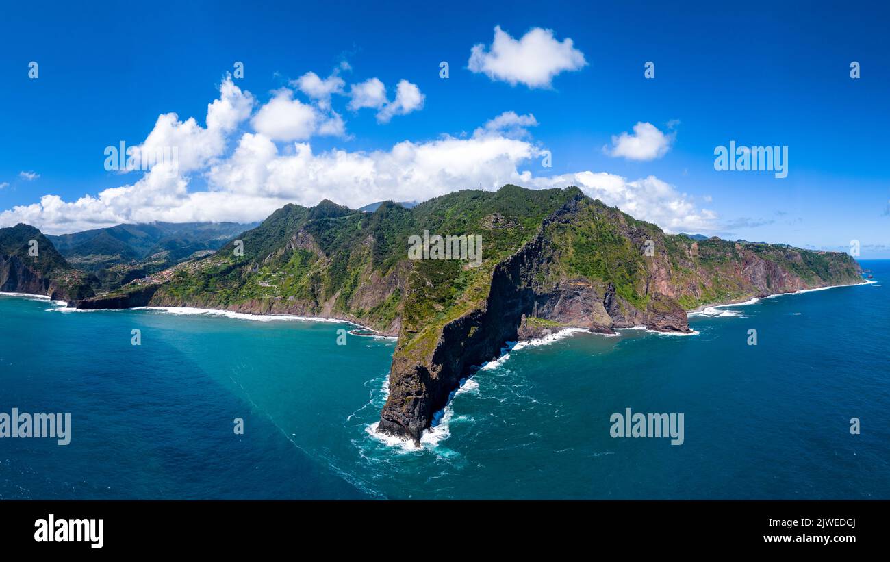 Aerial view of rocky coastline, Madeira, Portugal Stock Photo