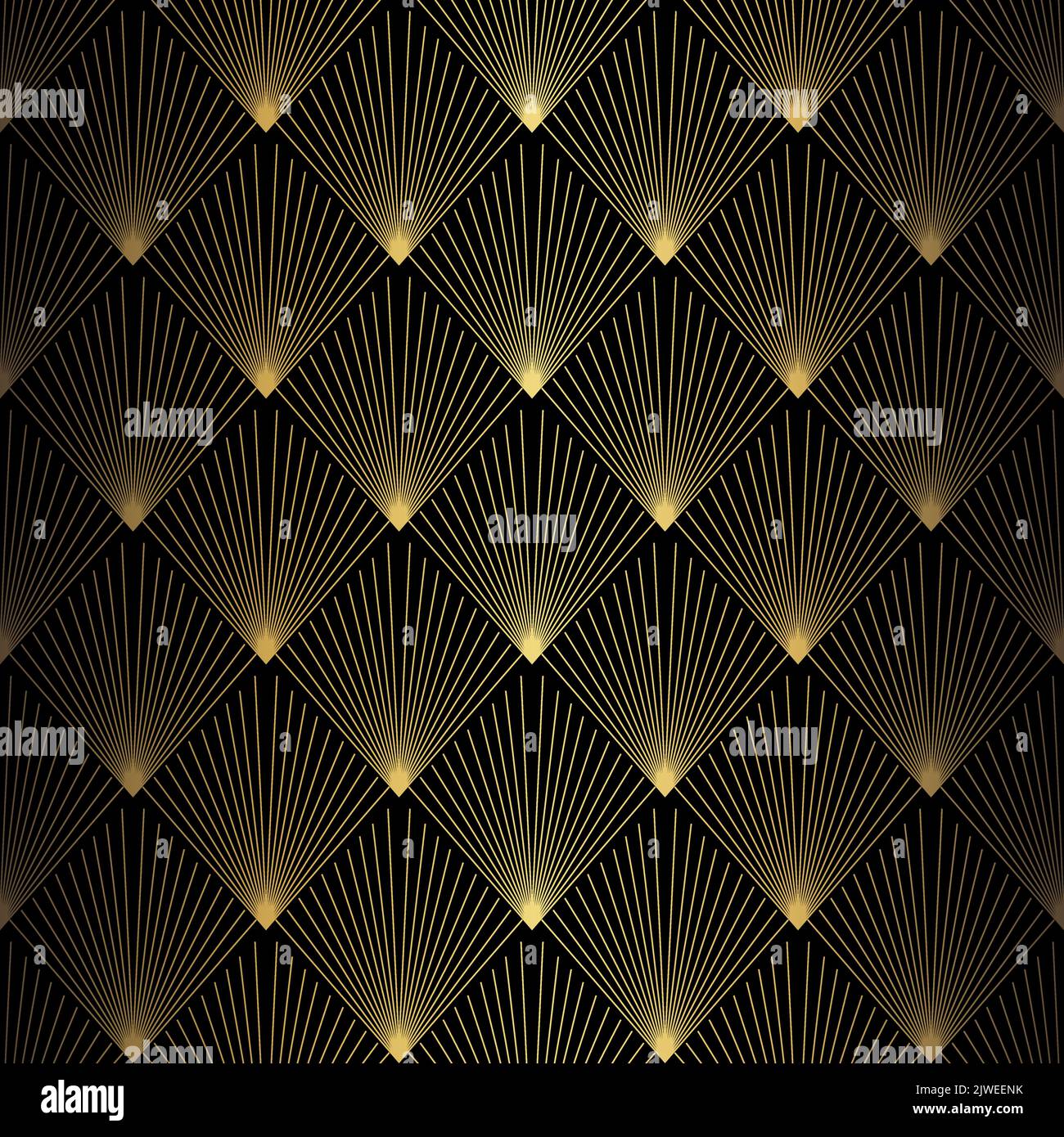 Art Deco Pattern. Vector background in 1920s style. Gold black texture ...