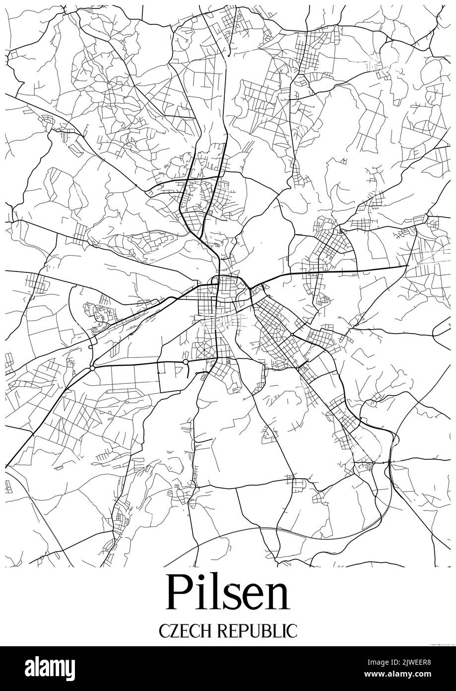 Black and white urban map of pilsen Stock Photo Alamy