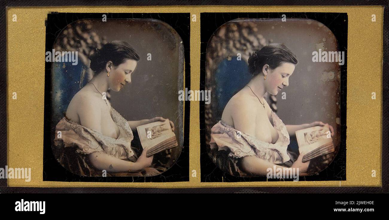 Półakt kobiecy. Duboscq-Soleil, Louis Jules (1817-1886), photographer Stock Photo
