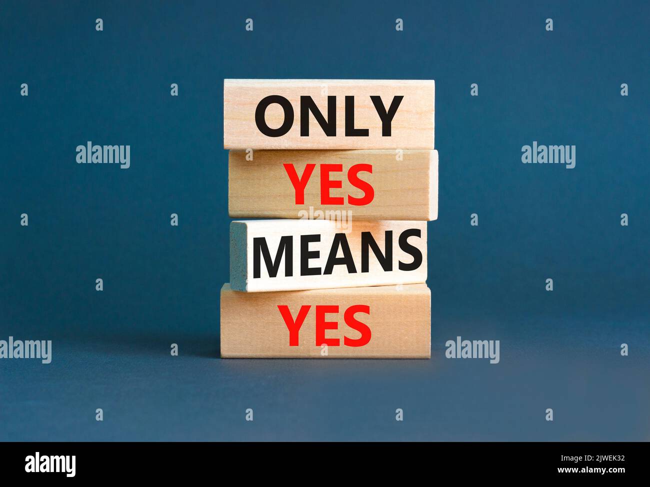 Only yes means yes symbol. Concept words Only yes means yes on wooden