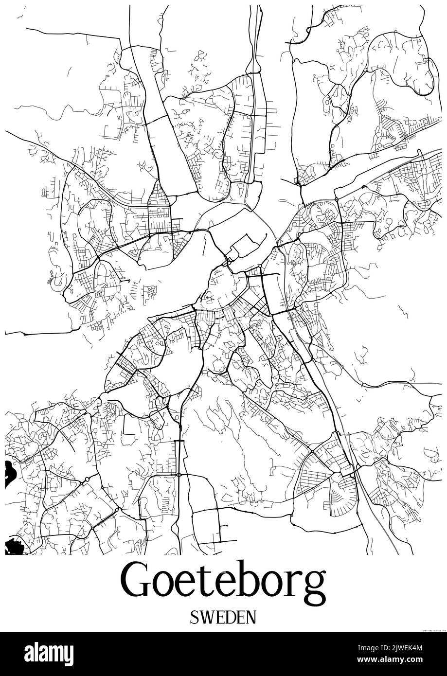 Black and white urban map of goeteborg Stock Photo - Alamy