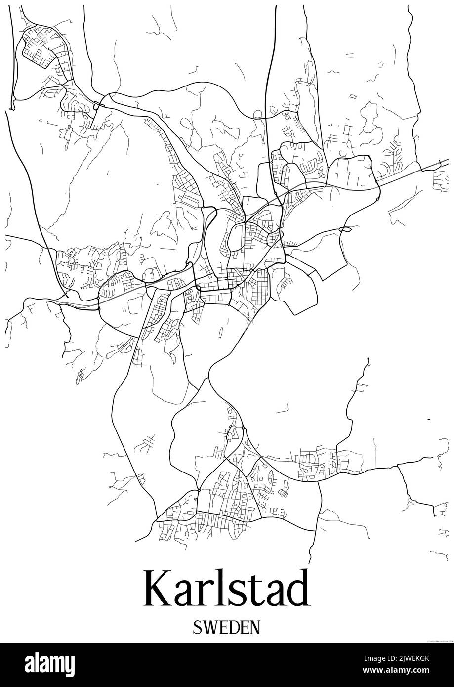 Black and white urban map of karlstad Stock Photo Alamy