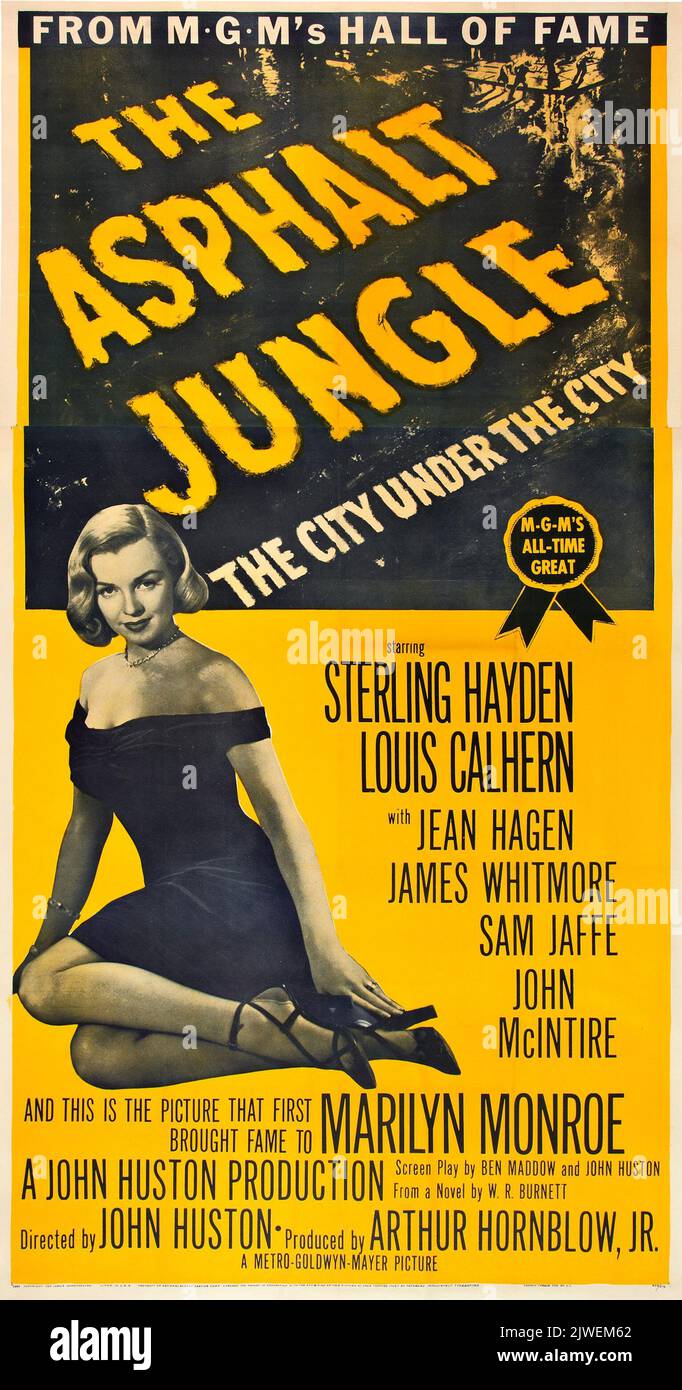 The Asphalt Jungle 1950 (MGM, R-1954). Three Sheet movie poster feat