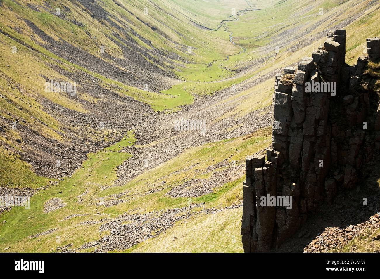 High Cup Gill from High Cup Nick, Cumbria, UK Stock Photo