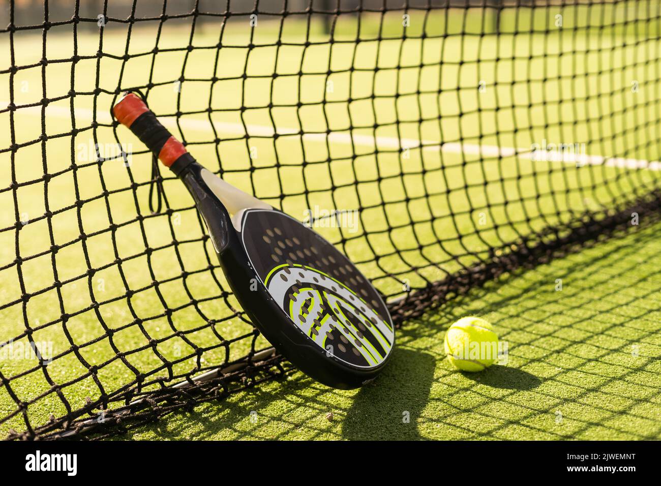 Paddle tennis objects and court Stock Photo Alamy