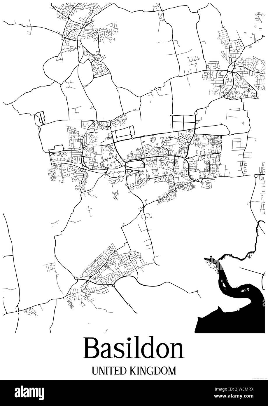 Black and white urban map of basildon Stock Photo Alamy