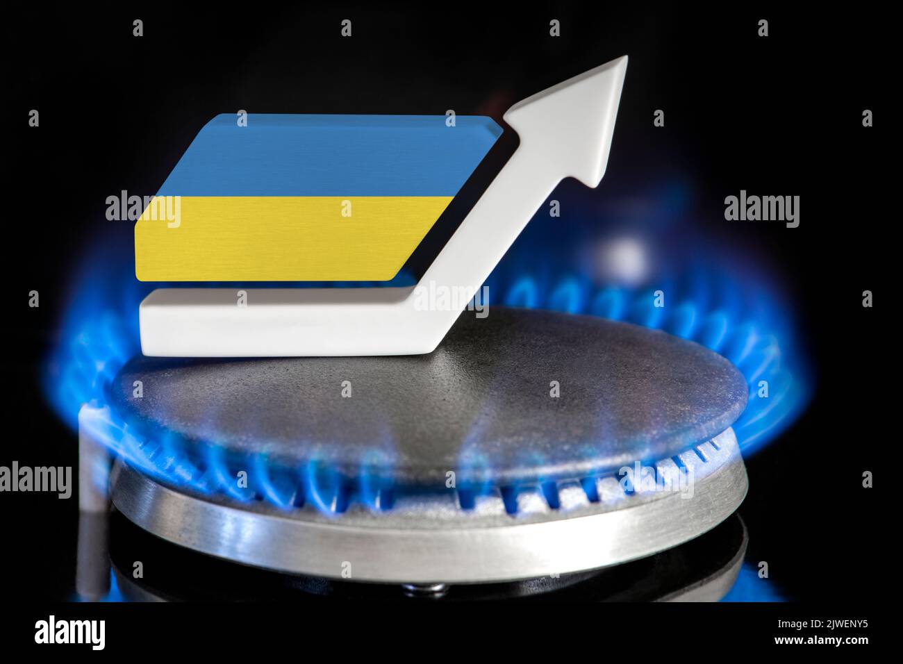 Gas price. Rise in gas prices in Ukraine. A burner with a flame and an