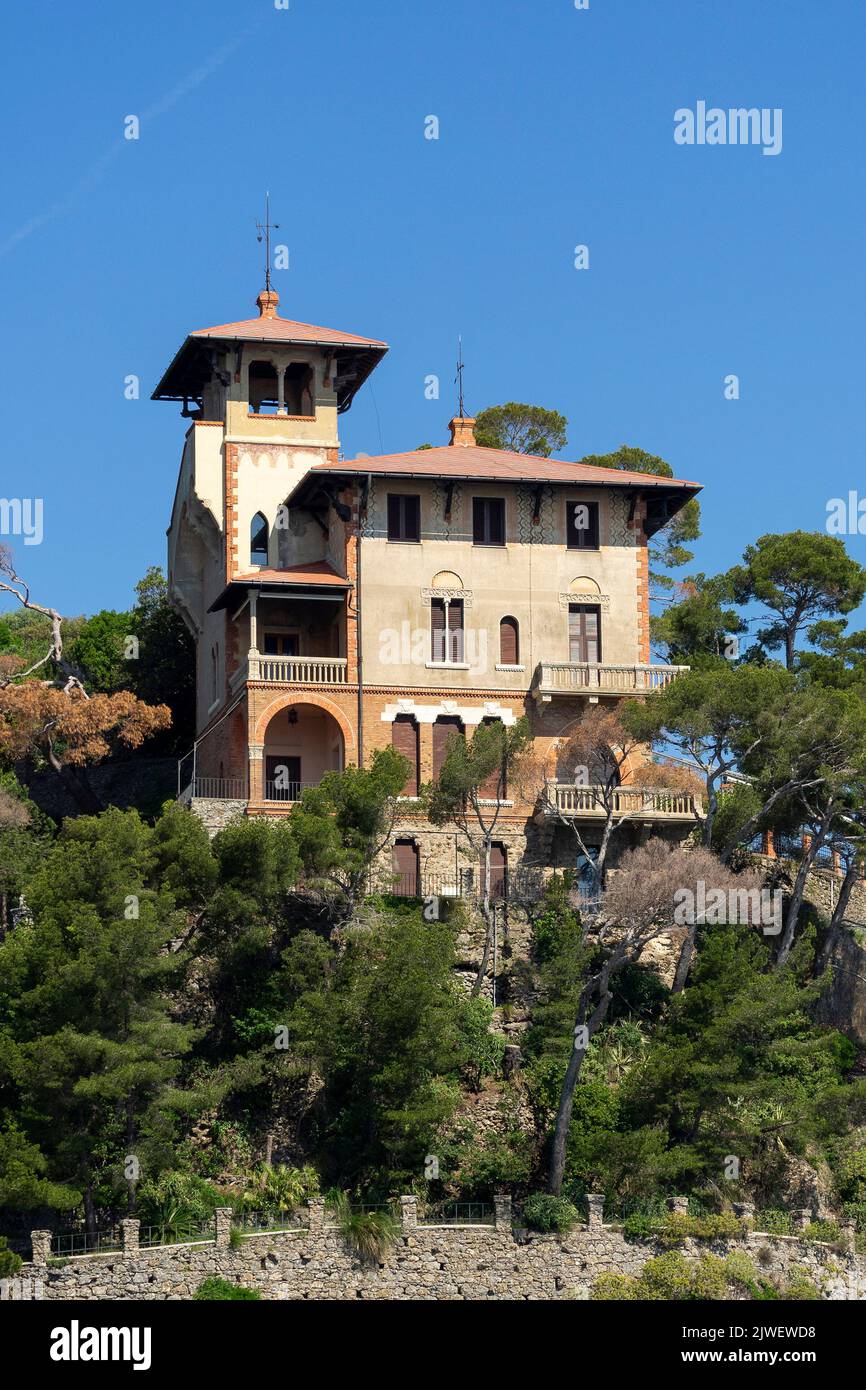 SANTA MARGHERITA LIGURE, ITALY - MAY 19, 2018:  Luxury Villa Home on the Italian Riviera Stock Photo