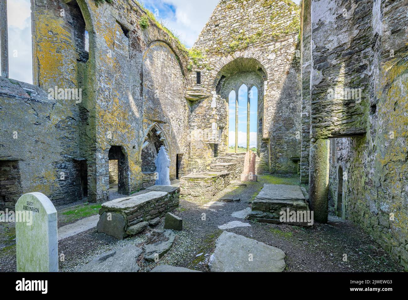 Graves inside the ruins of Timoleague Friary, County Cork, Ireland Stock Photo