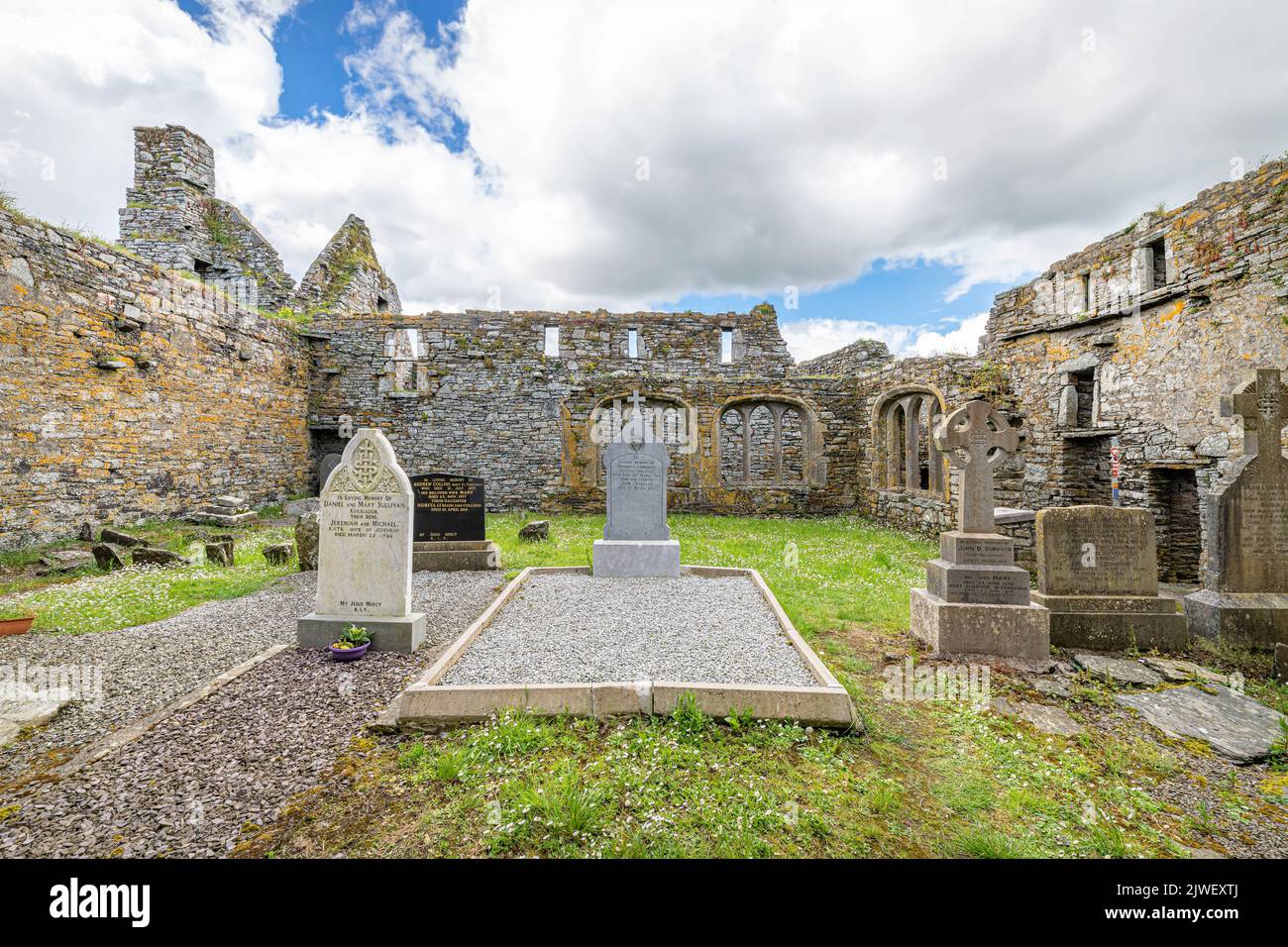 Graves inside the ruins of Timoleague Friary, County Cork, Ireland Stock Photo