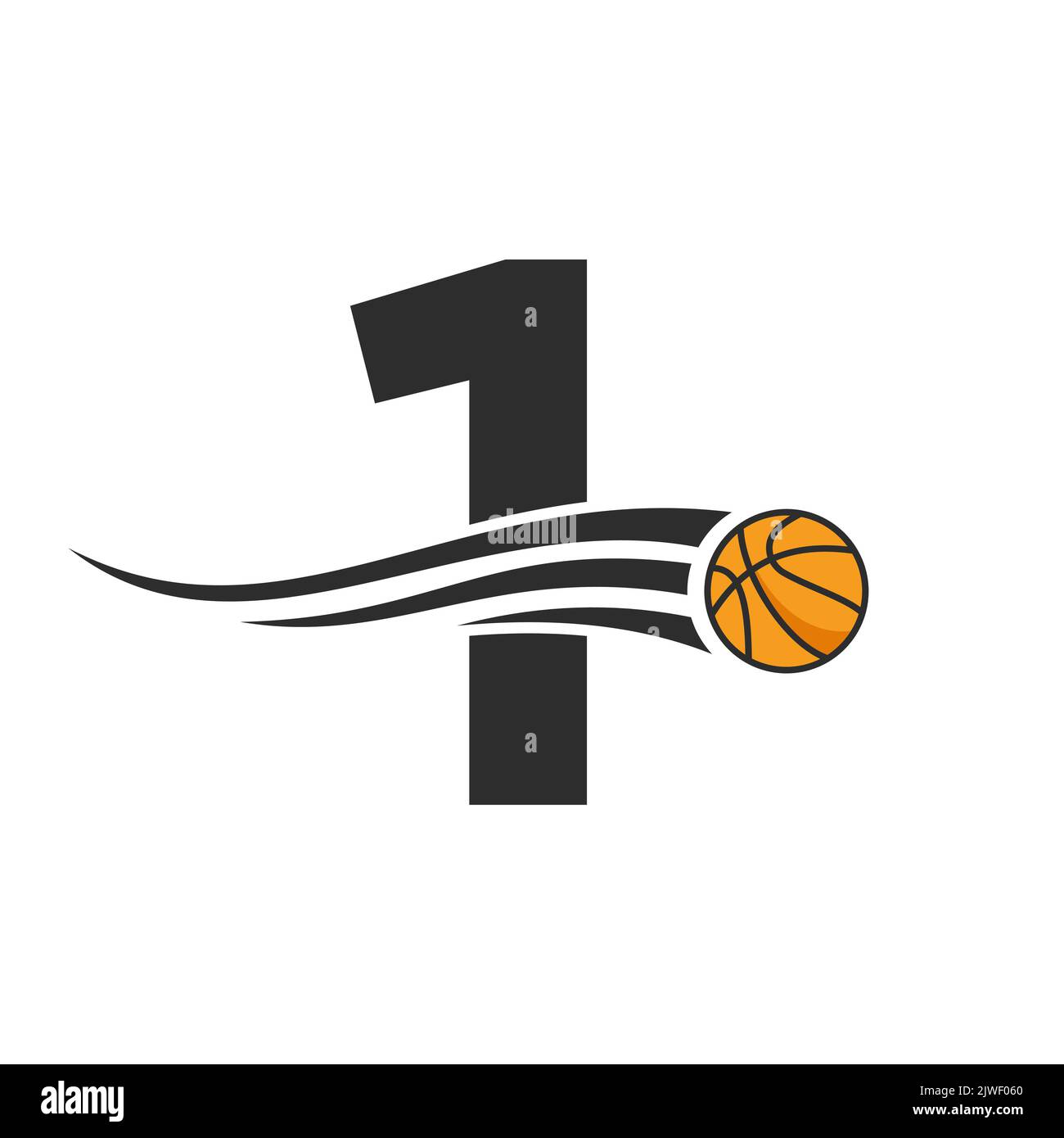 Letter 1 Basket Ball Logo Design For Basket Club Symbol Vector Template