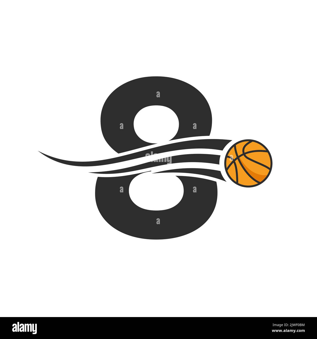 Letter 8 Basket Ball Logo Design For Basket Club Symbol Vector Template