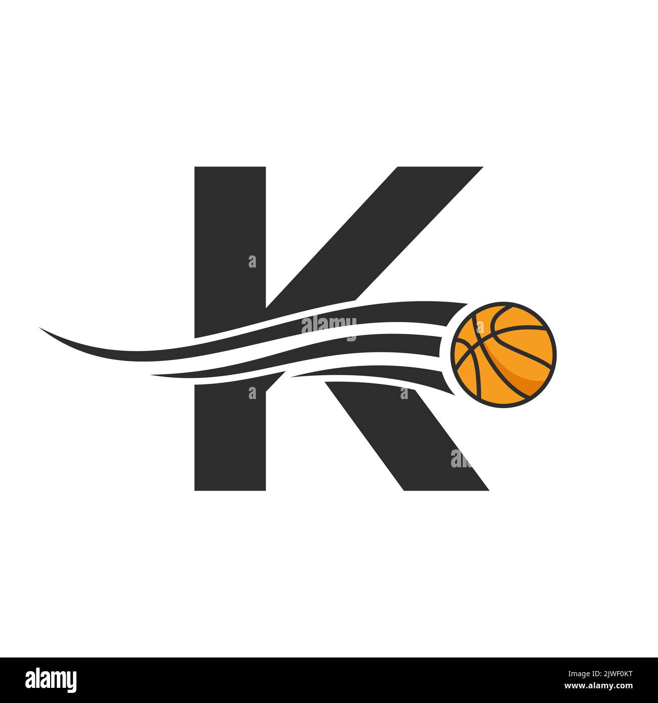 Letter K Basket Ball Logo Design For Basket Club Symbol Vector Template