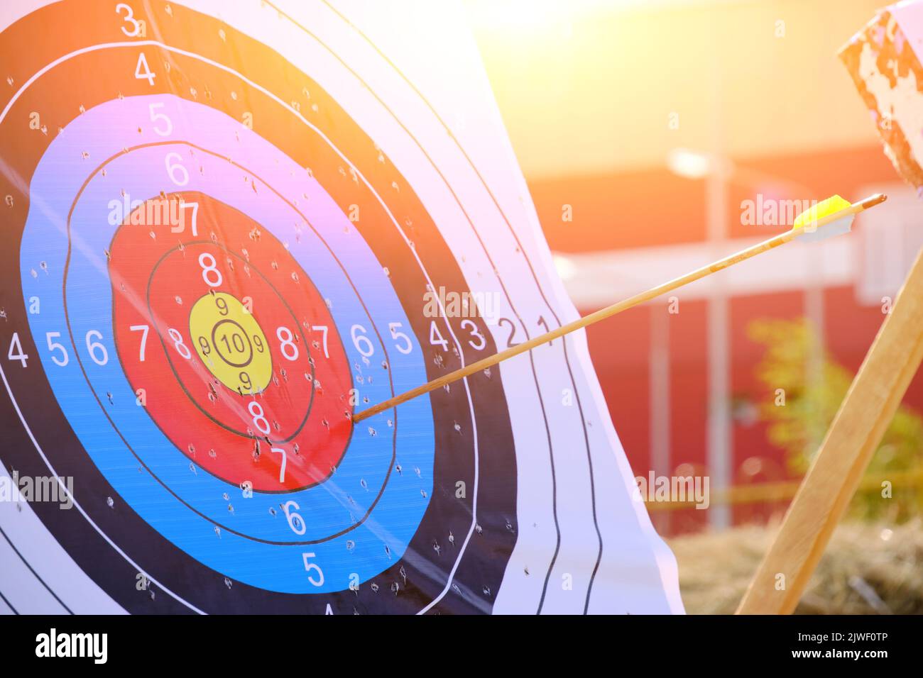 Archery targets with arrows stuck in Stock Photo Alamy