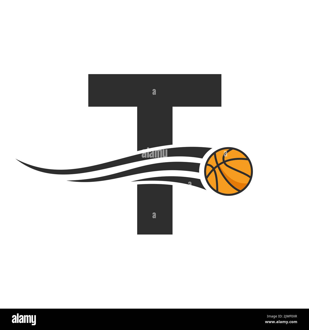 Letter T Basket Ball Logo Design For Basket Club Symbol Vector Template