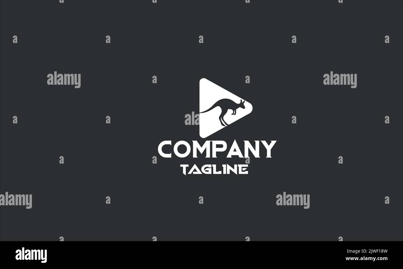 minimal kangaroo logo template Stock Vector