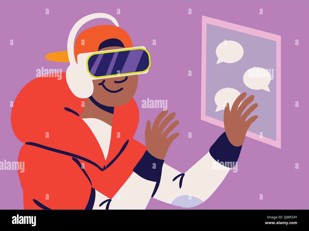 boy face using goggles Stock Vector