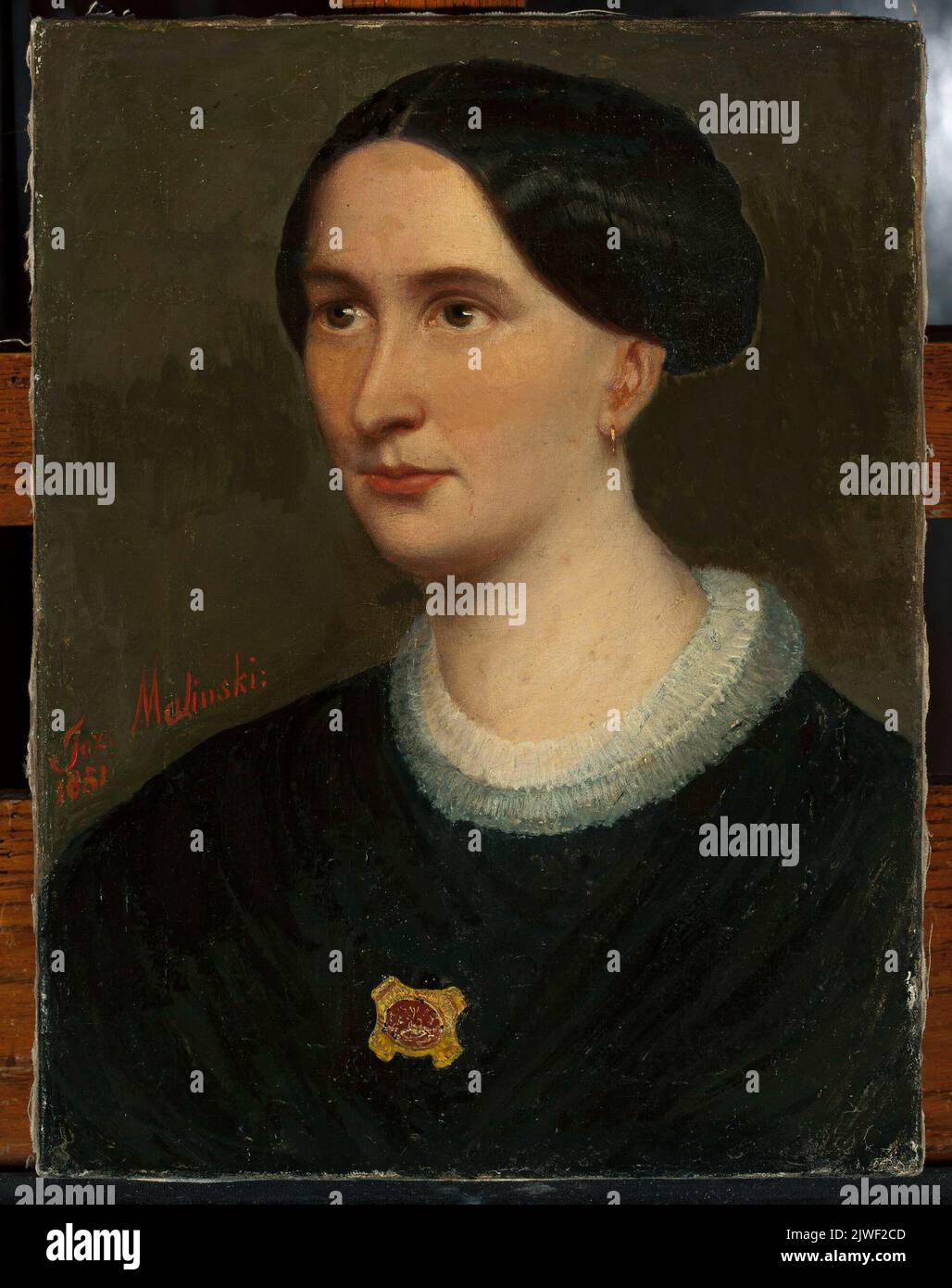 Portrait of a woman. Maliński, Józef (1799-1871), painter Stock Photo ...