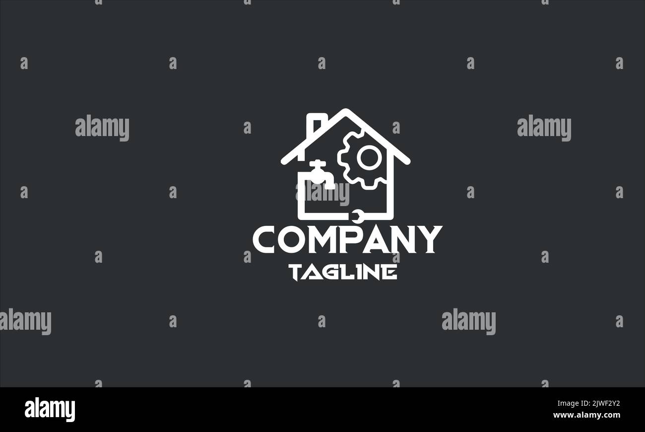 minimal plumbing service logo template Stock Vector