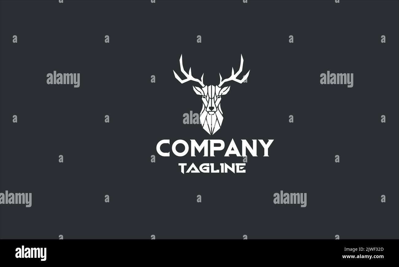 minimal deer logo template Stock Vector