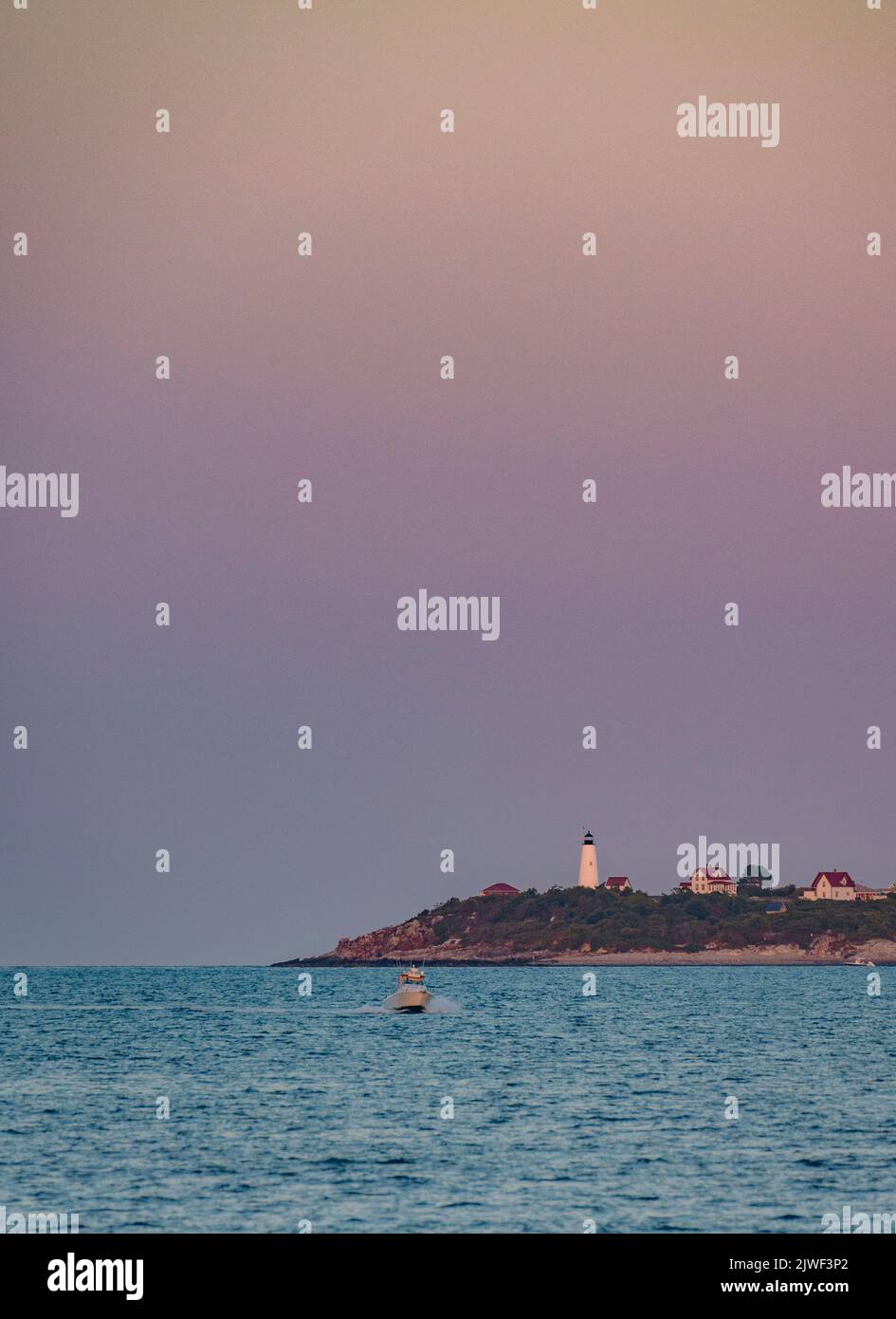 Bakers Island & Bakers Island Lighthouse Golden Hour Rainbow Pastel Sky
