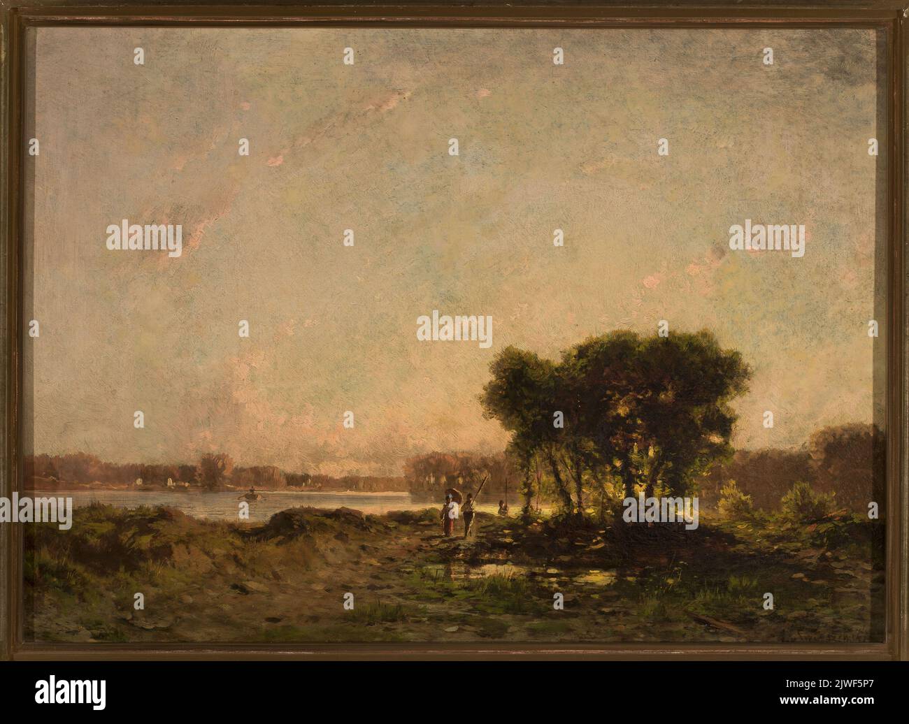 Landscape at sunset. Świeszewski, Aleksander (1839-1895), painter Stock ...