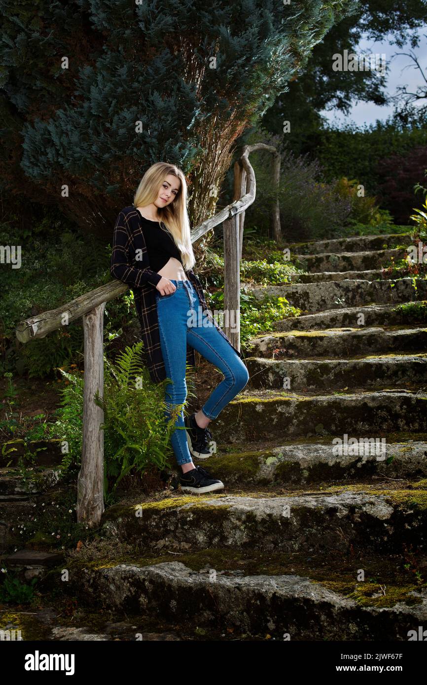 Casual portrait of a caucasian teenage blond girl Stock Photo