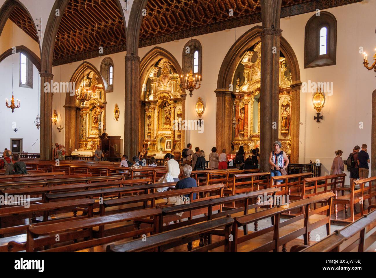 Interior of the cathedral of Our Lady of the Assumption, Funchal, Madeira, Portugal Stock Photo