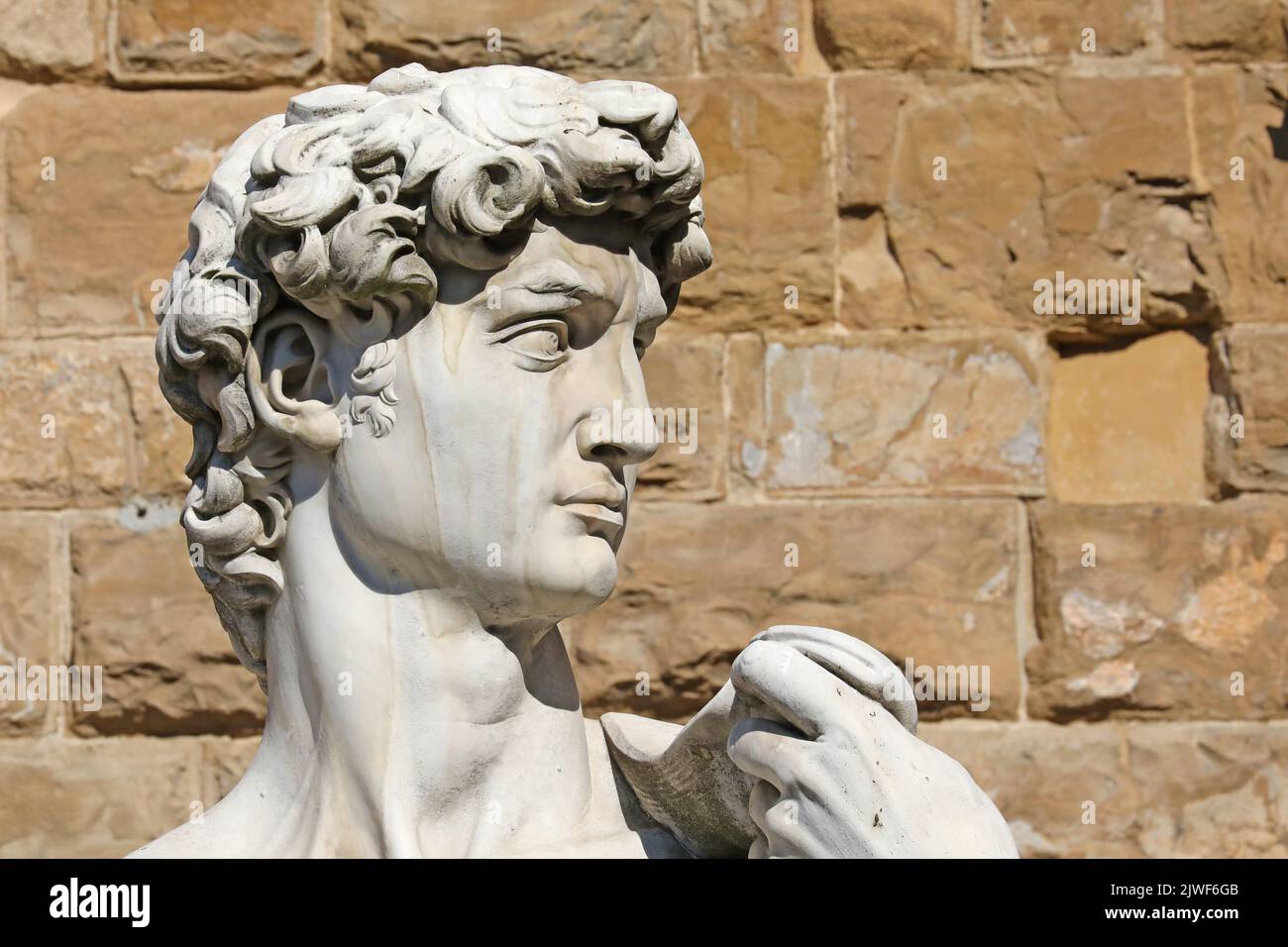 Head of the David in Piazza della Signoria, Florence Stock Photo