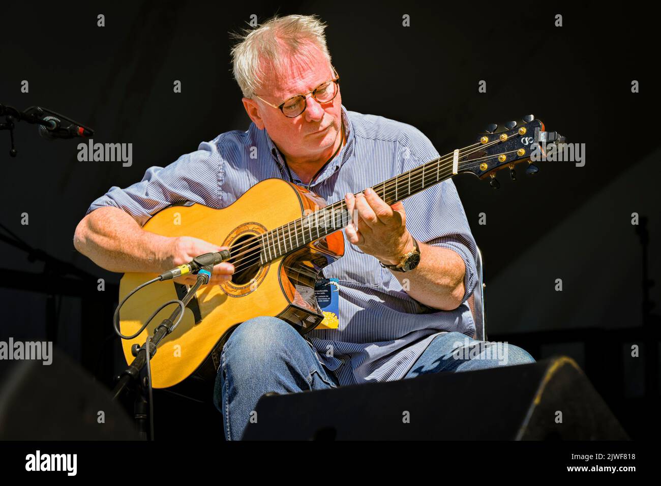 Acoustic guitar maestro, Tony McManus, Edmonton Folk Music Festival, Edmonton Alberta, Canada Stock Photo
