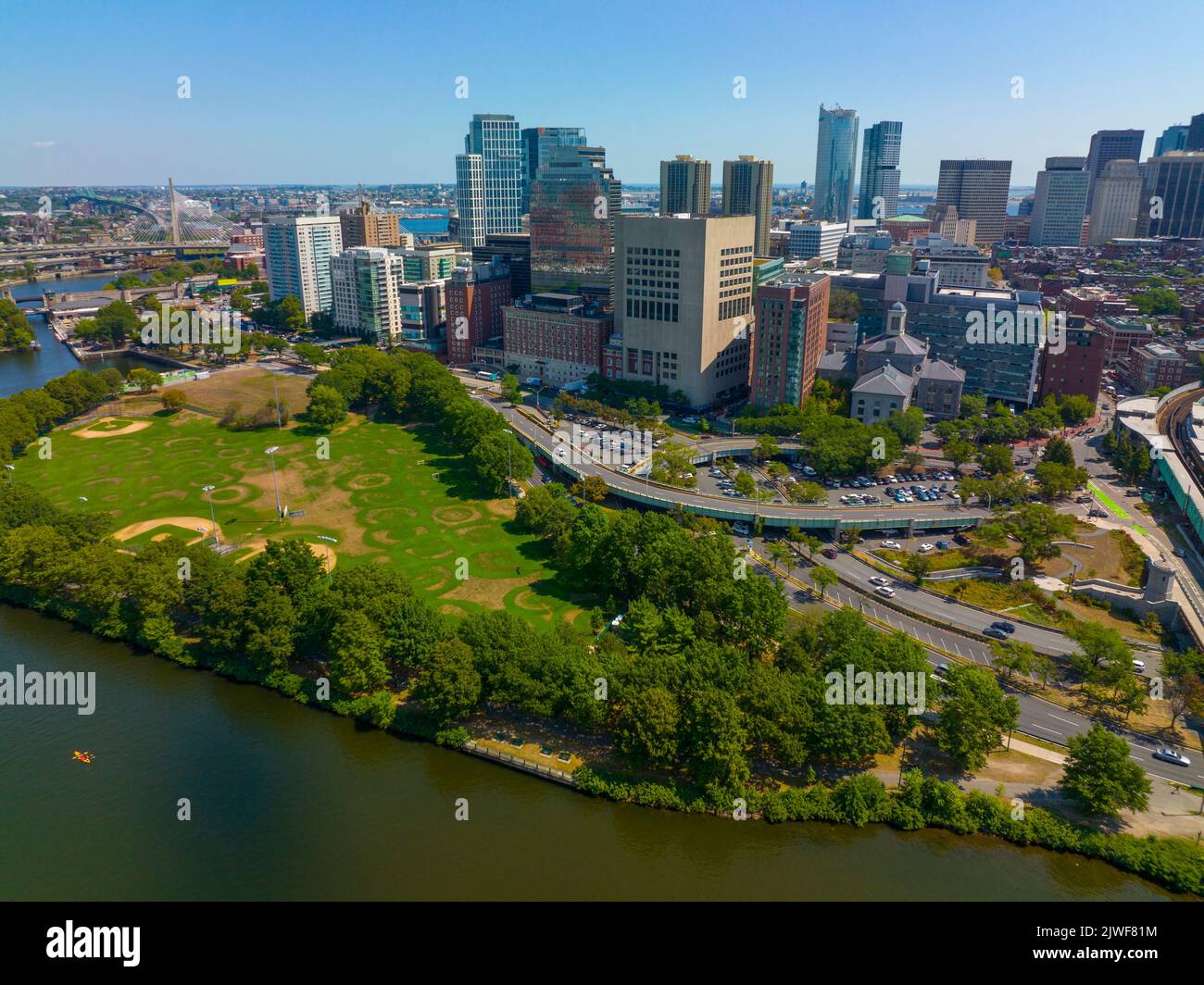 Boston Massachusetts General Hospital and West End Skyline aerial view