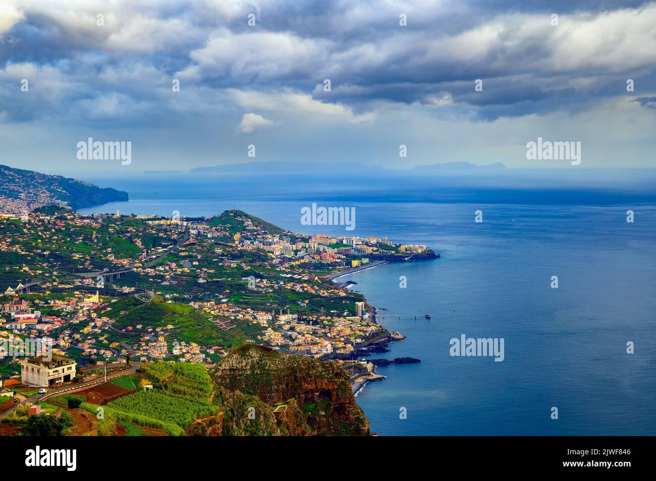Aerial view of Funchal in the Madeira Islands, Portugal Stock Photo