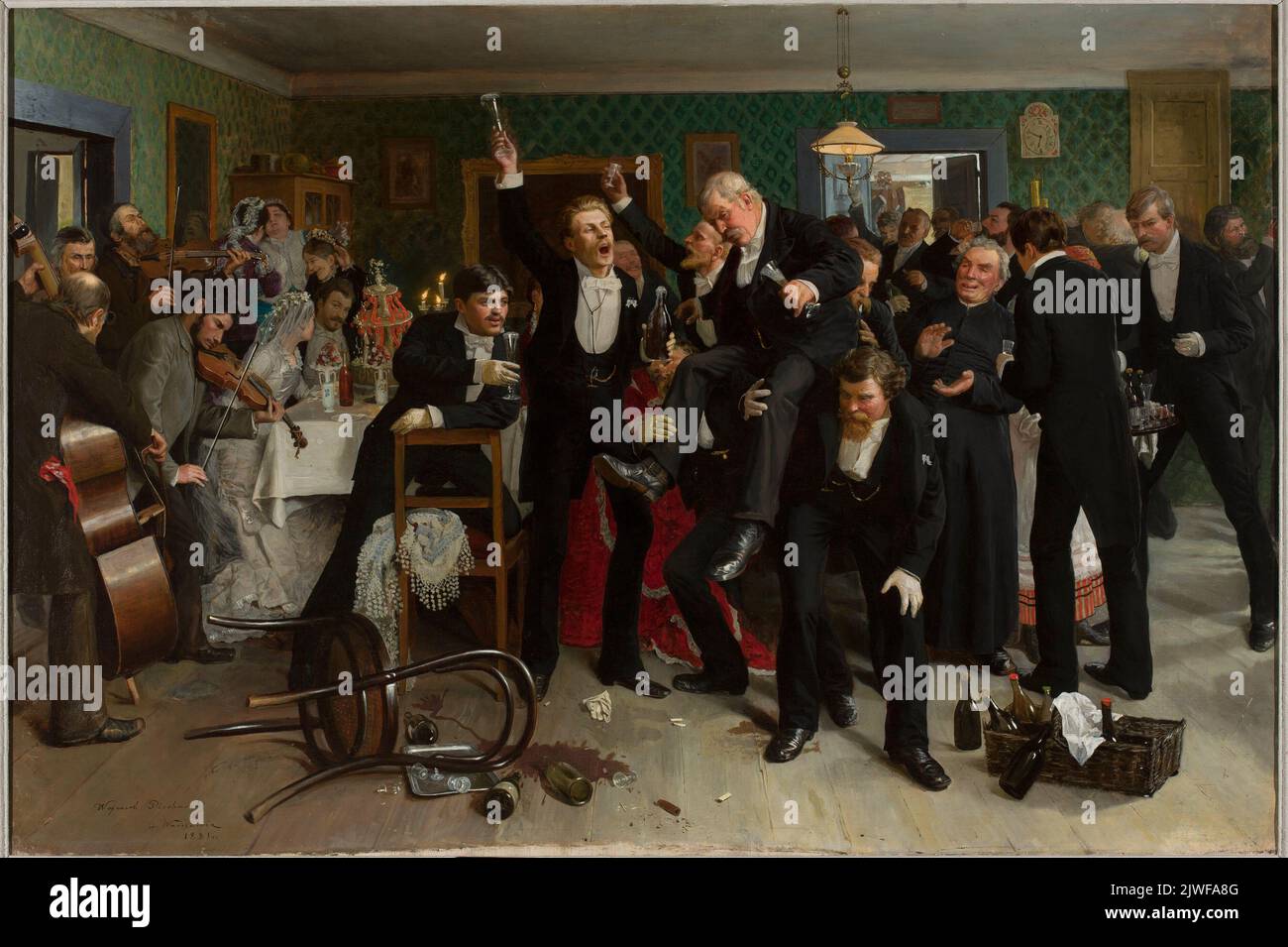 Wedding toast. Piechowski, Wojciech (1849-1911), painter Stock Photo
