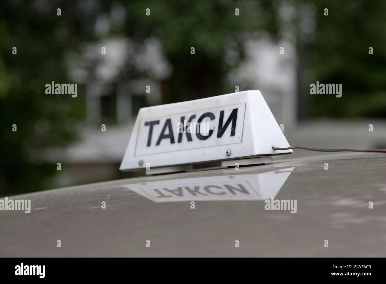 Taxi sign from Varna in Bulgaria. Stock Photo