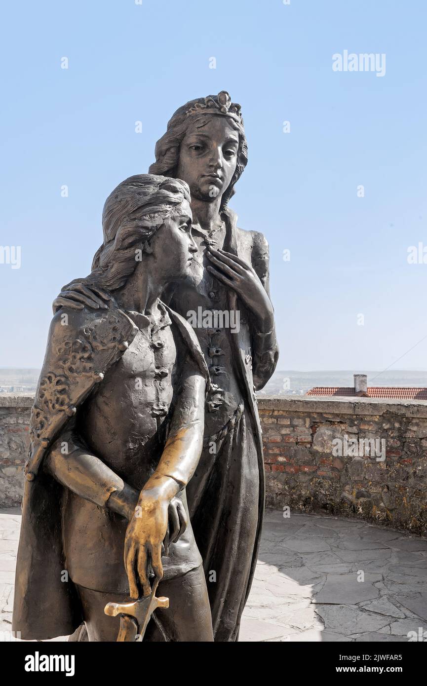 Rankozy Monument of Ilona Zrinyi and her son Ferenc Rakoczy in Palanok castle ...